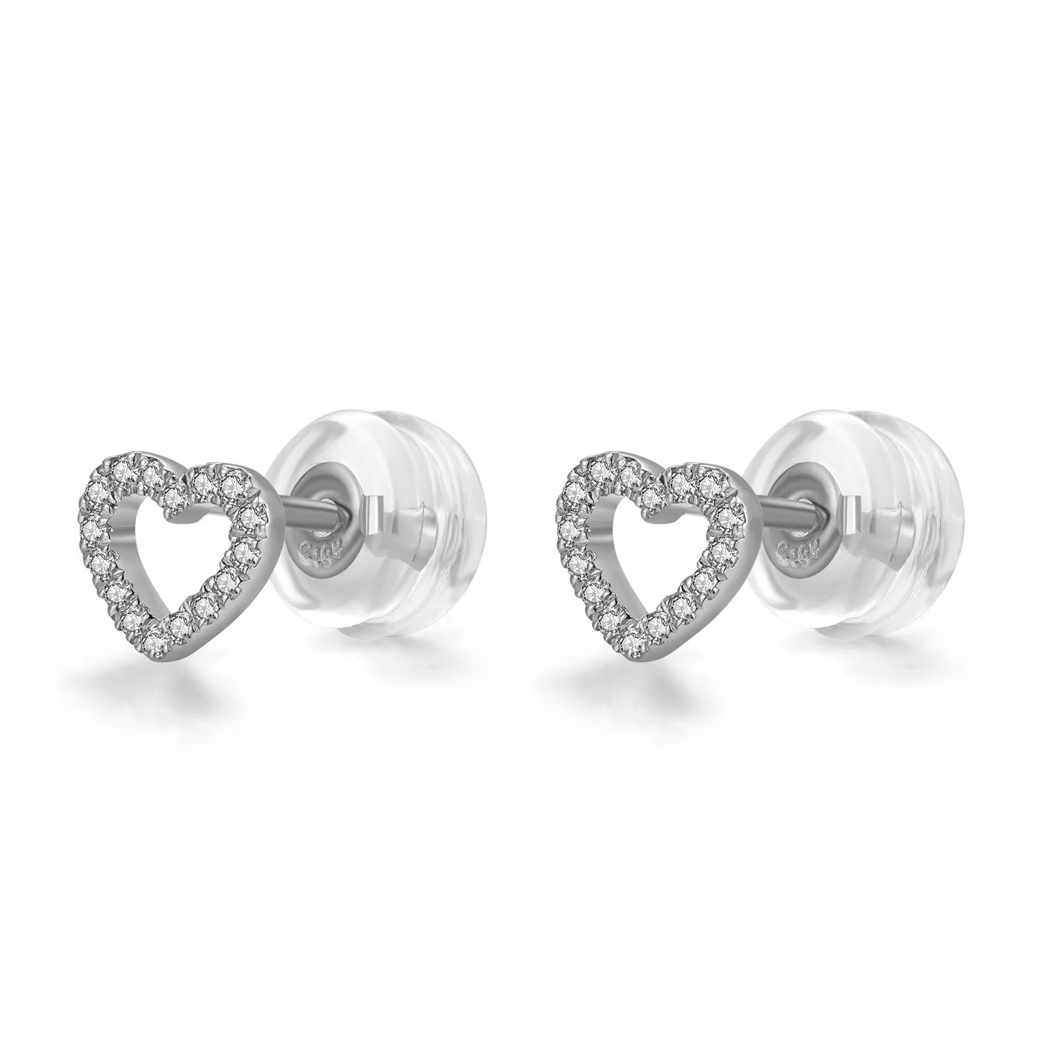 14K Solid Gold Heart Stud Earring Exclusively Handcrafted 0.087 Carat Natural Diamond (H-F Color, VS1-VS2 Clarity)