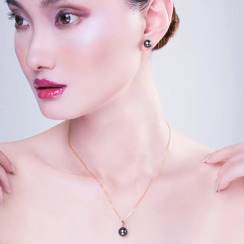 18K Gold Black Tahitian South Sea Cultured Pearl Stud Earrings
