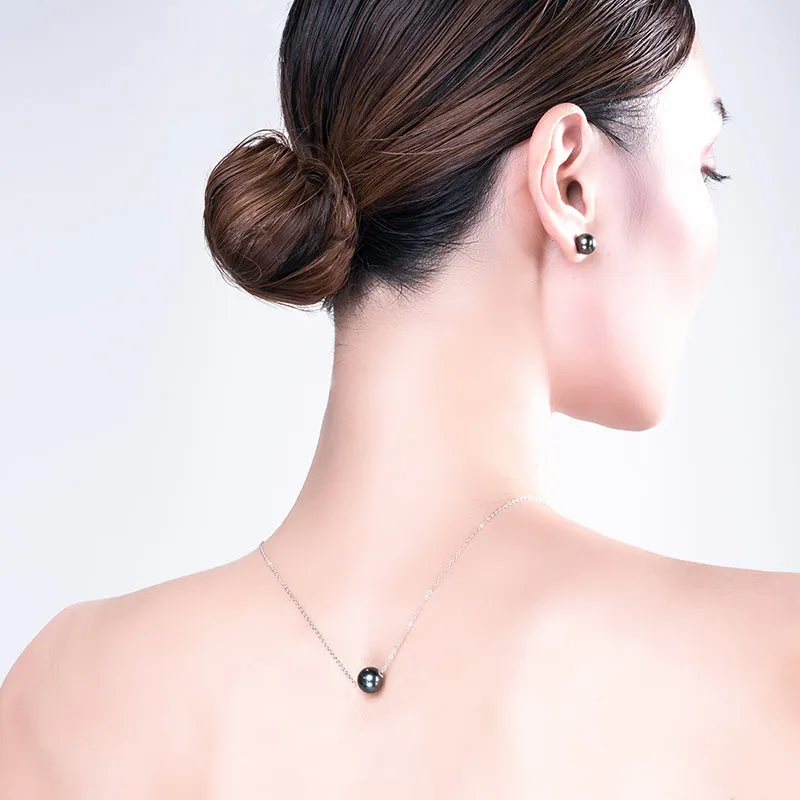 18K Gold Black Tahitian South Sea Cultured Pearl Stud Earrings
