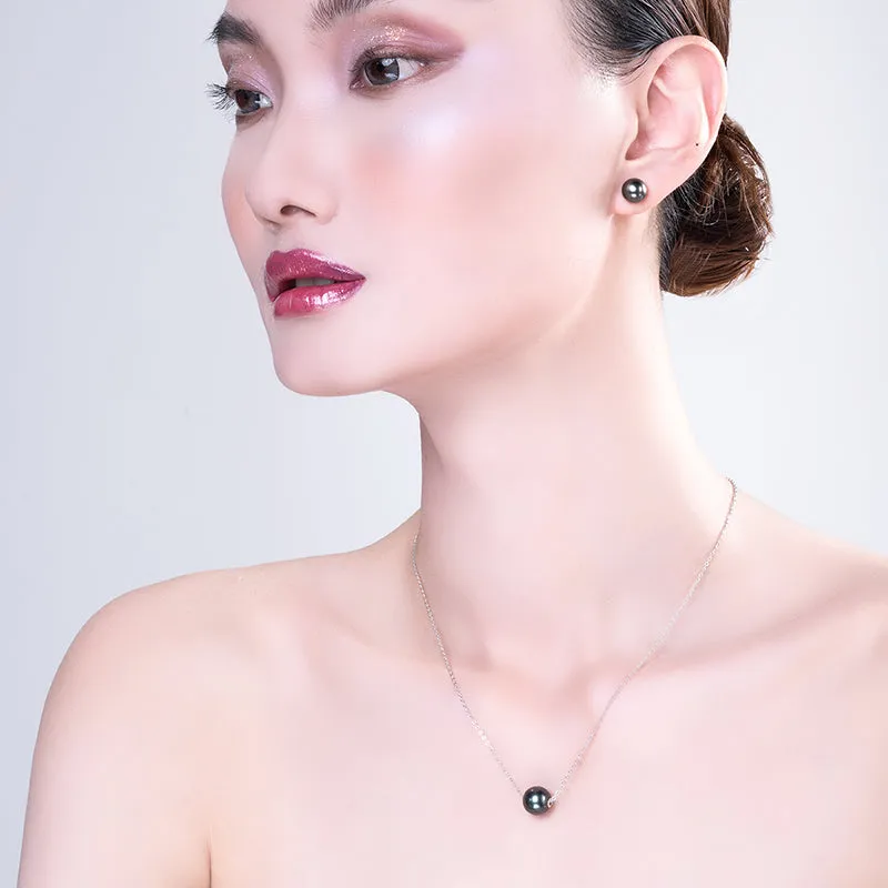 18K Gold Black Tahitian South Sea Cultured Pearl Stud Earrings