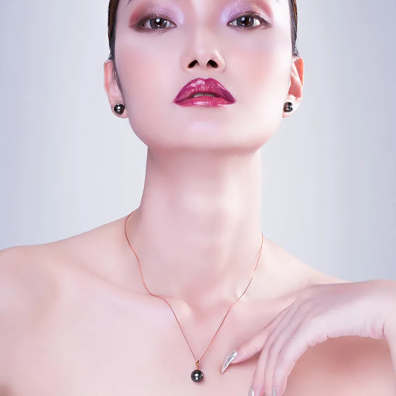 18K Gold Black Tahitian South Sea Cultured Pearl Stud Earrings