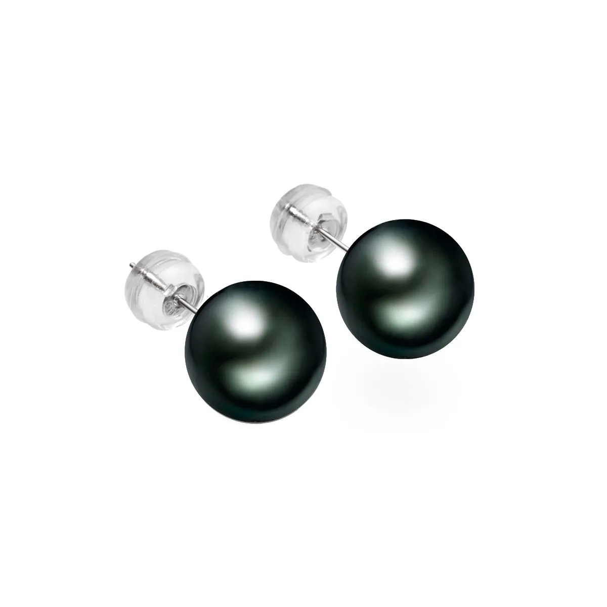 18K Gold Black Tahitian South Sea Cultured Pearl Stud Earrings