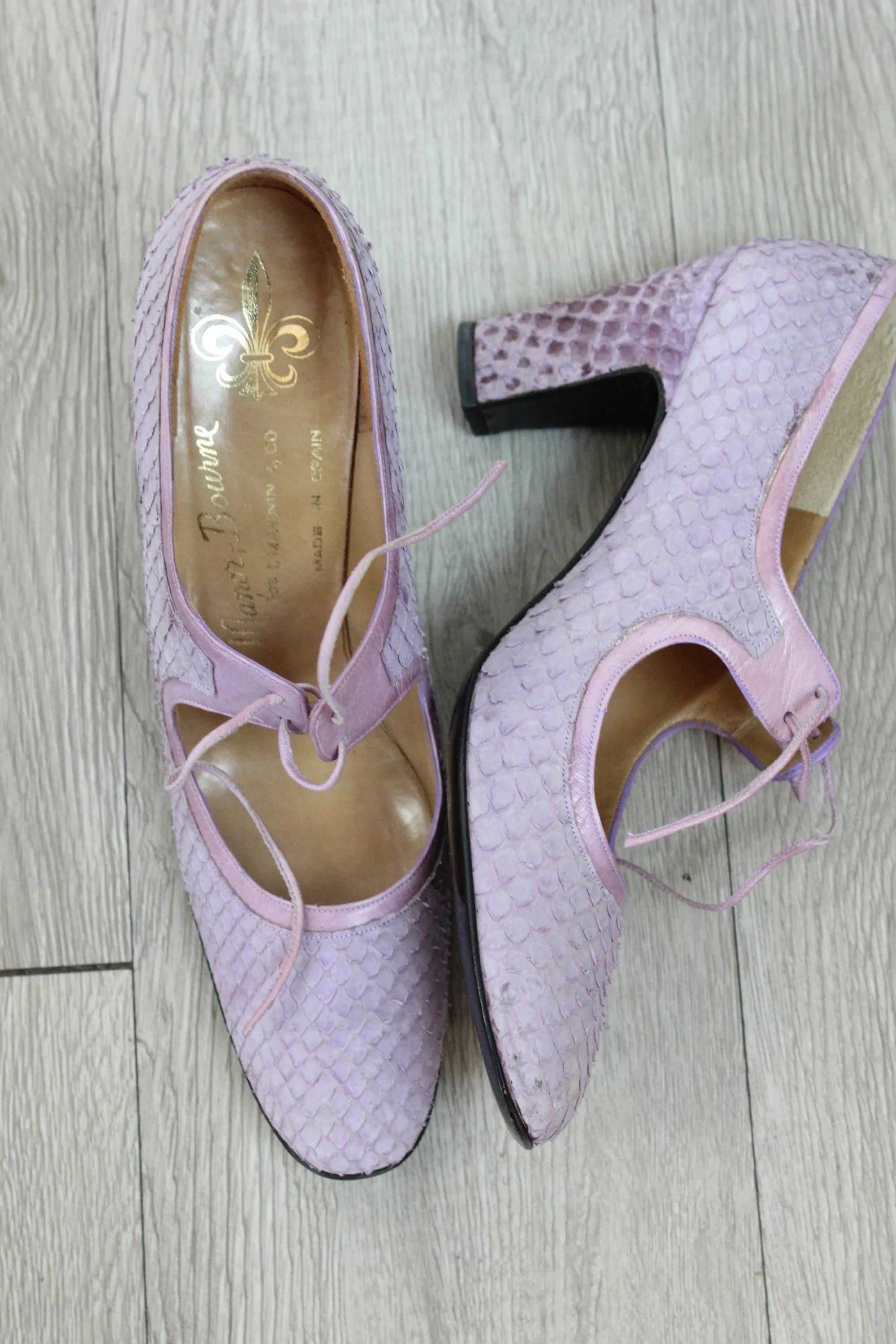 1960 LAVENDER snakeskin pumps size 6.5 narrow us | new spring