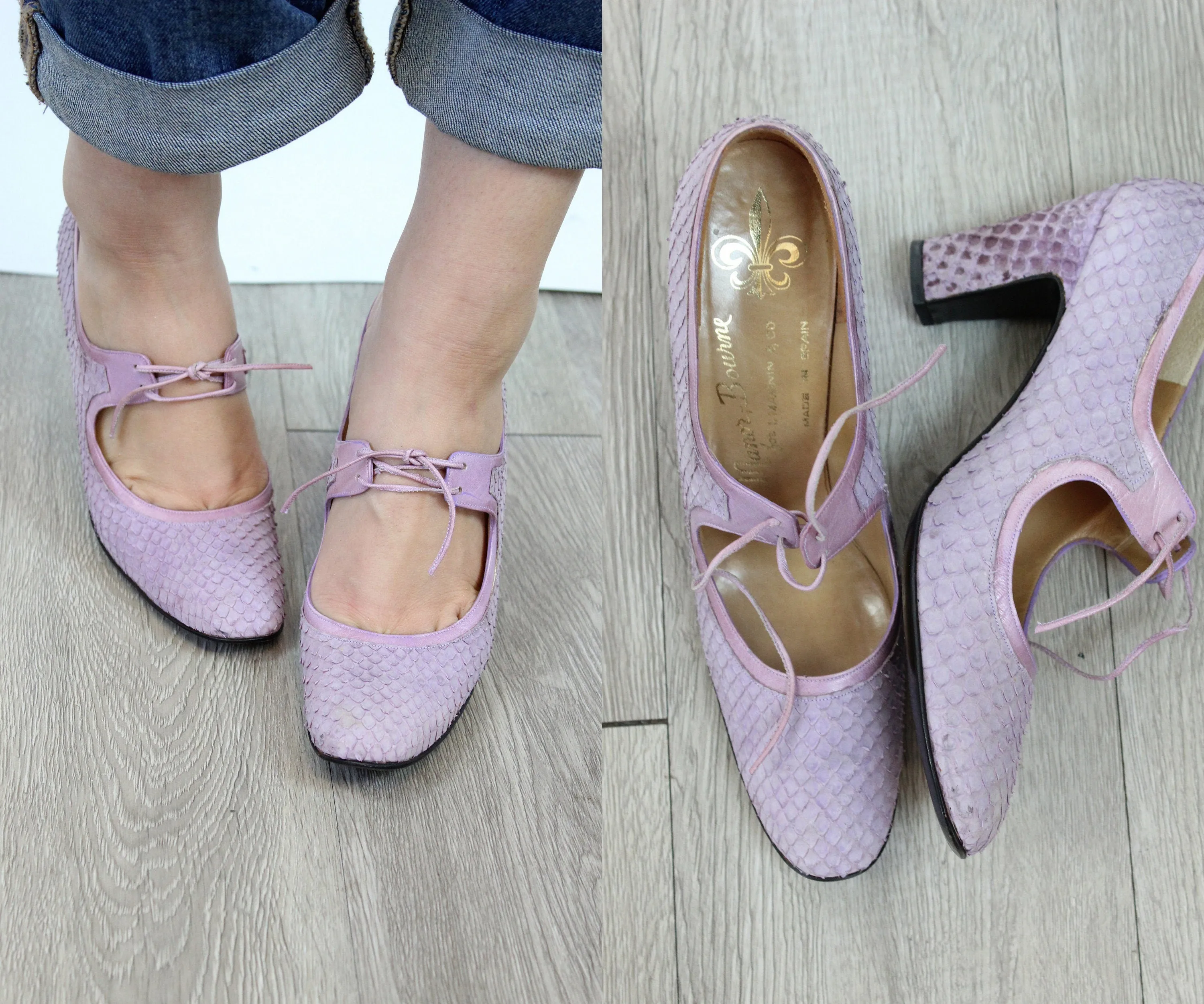 1960 LAVENDER snakeskin pumps size 6.5 narrow us | new spring