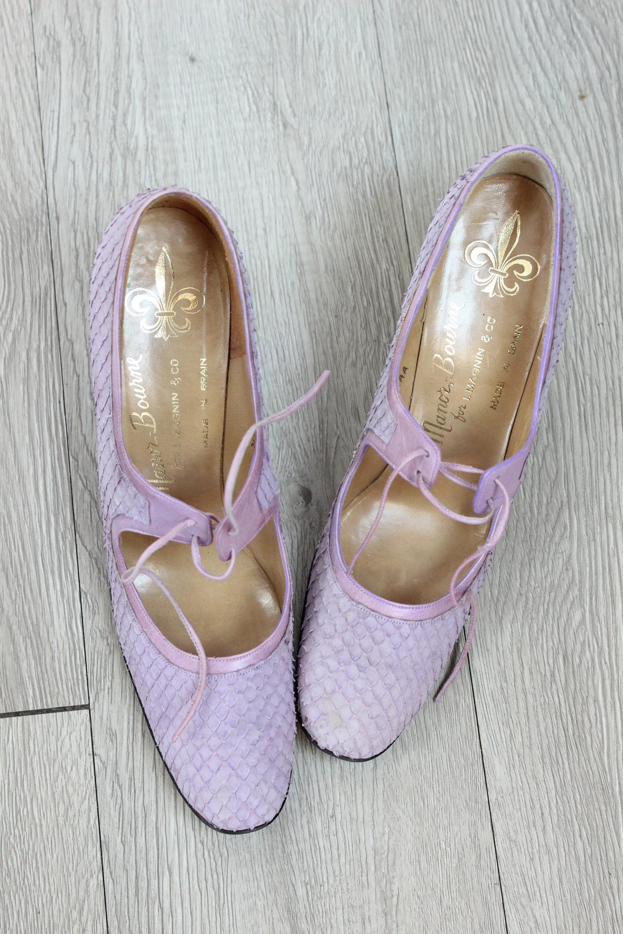 1960 LAVENDER snakeskin pumps size 6.5 narrow us | new spring
