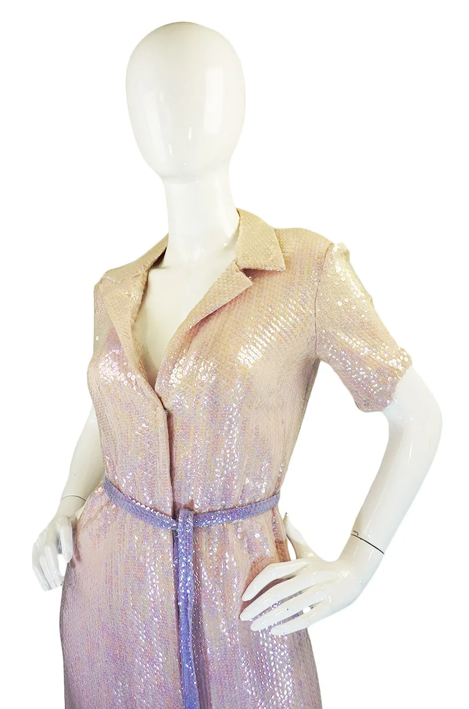 1970s Pink Sequin Iridescent Halston