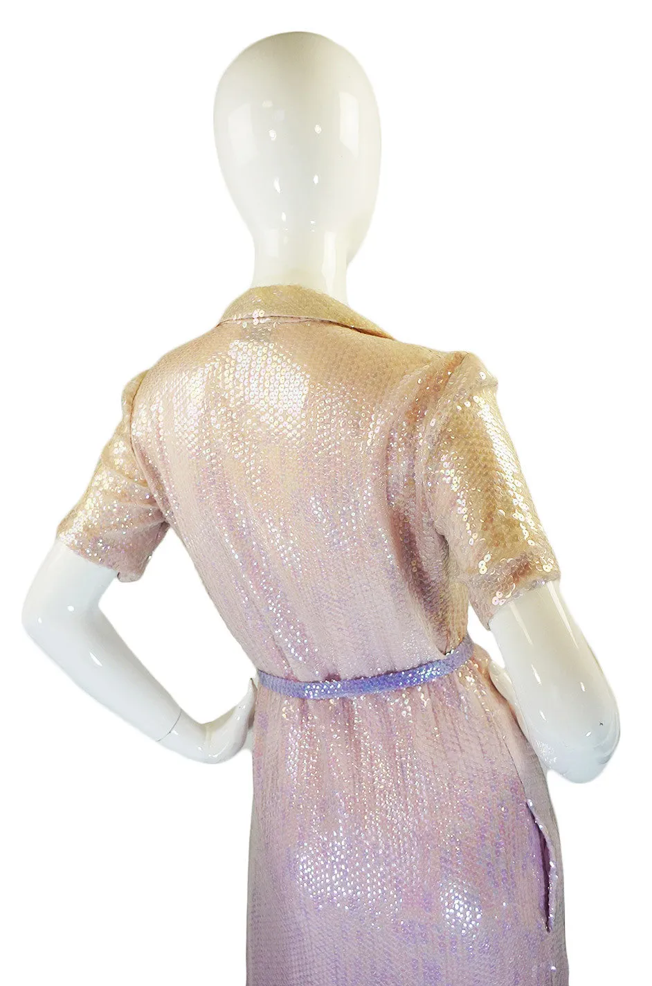 1970s Pink Sequin Iridescent Halston