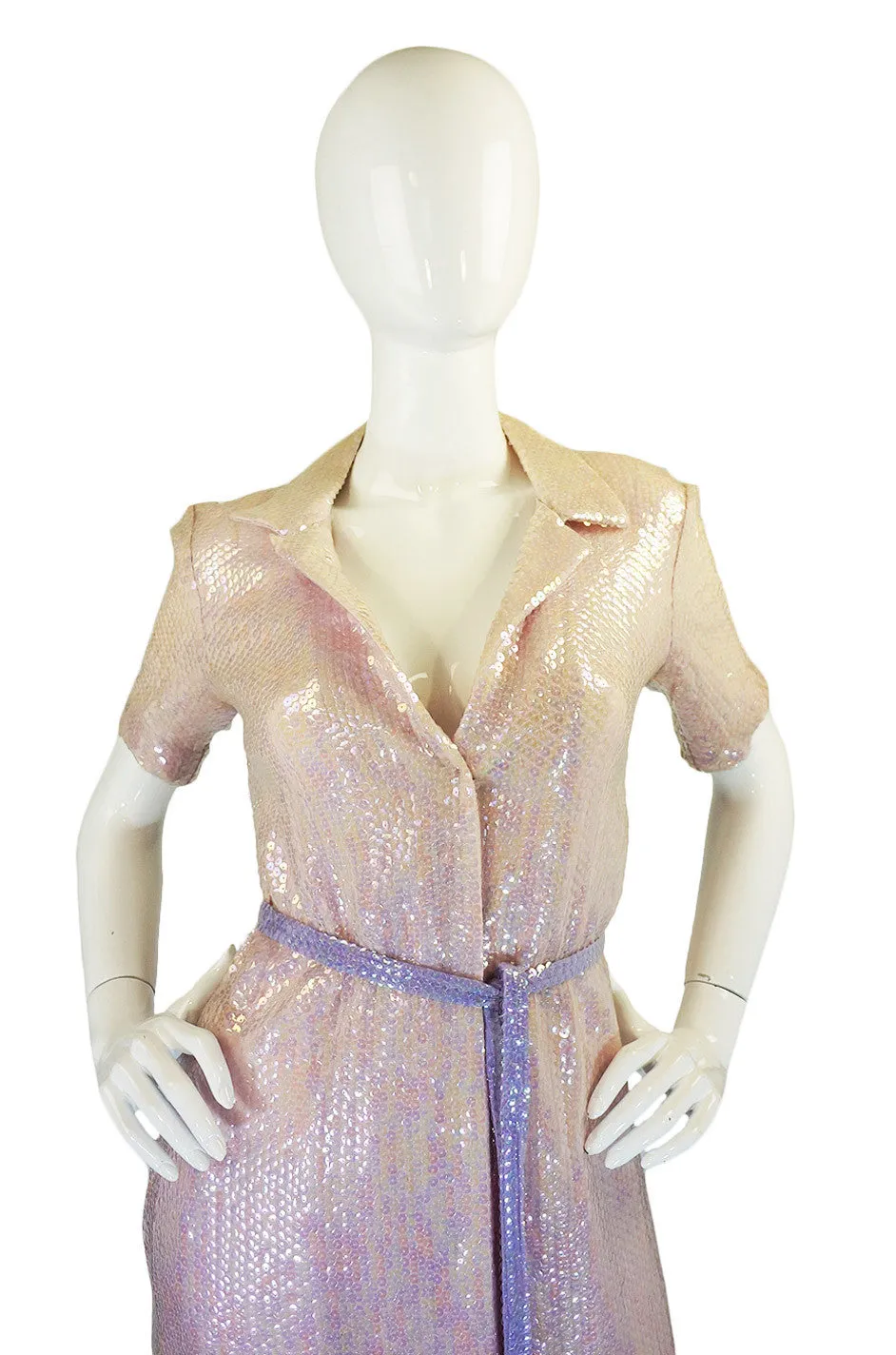 1970s Pink Sequin Iridescent Halston