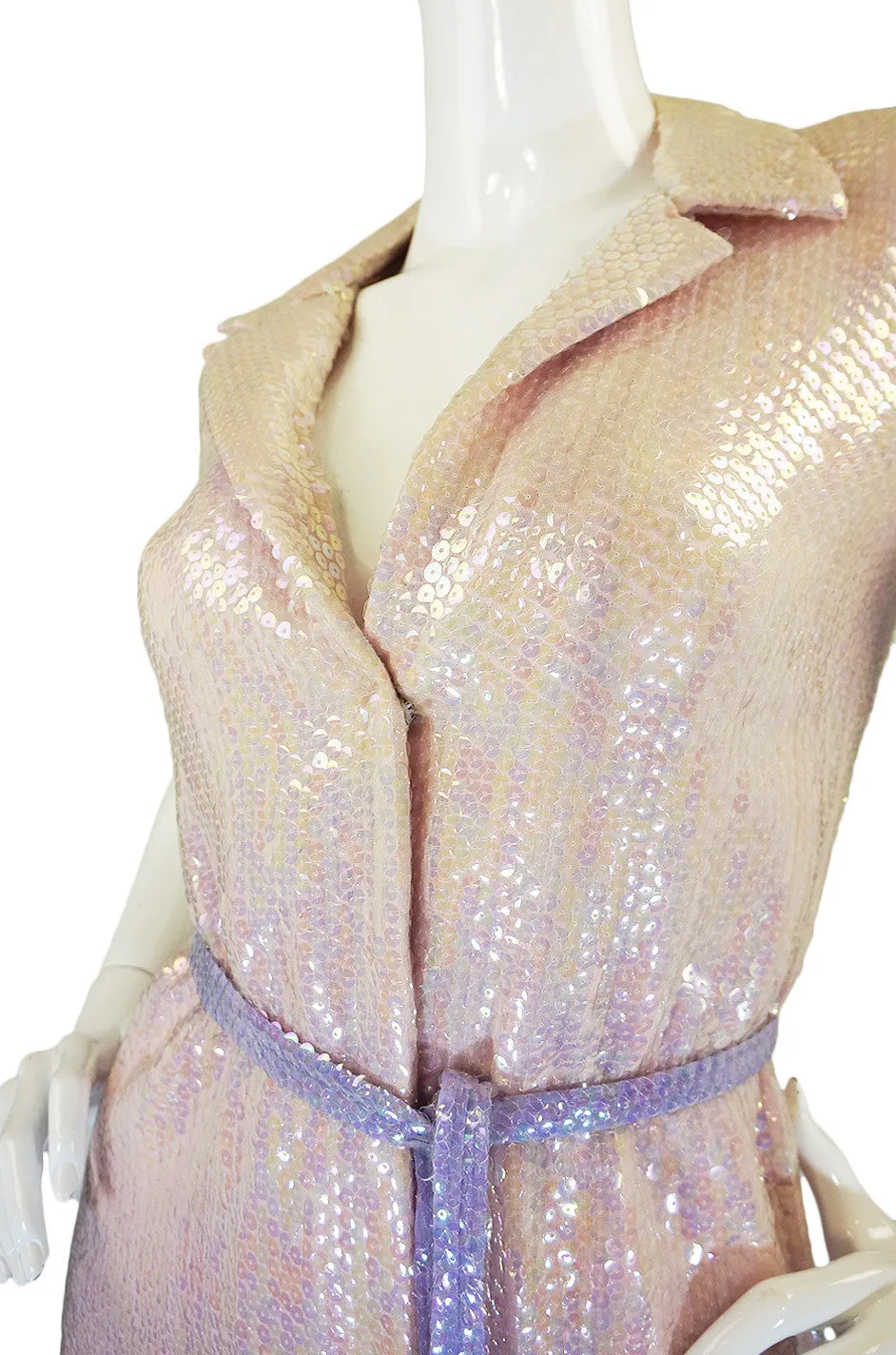 1970s Pink Sequin Iridescent Halston