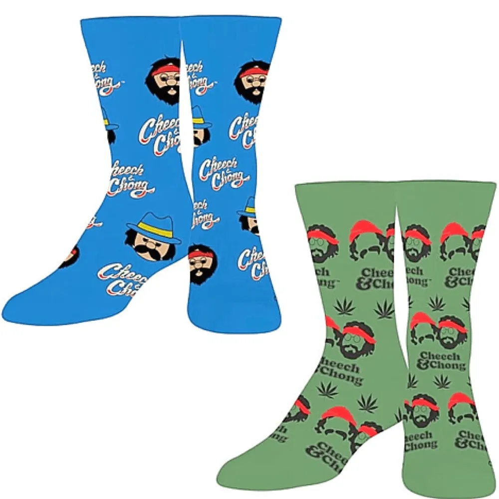 2 PAIRS UNISEX CHEECH & CHONG LICENSED CREW SOCKS