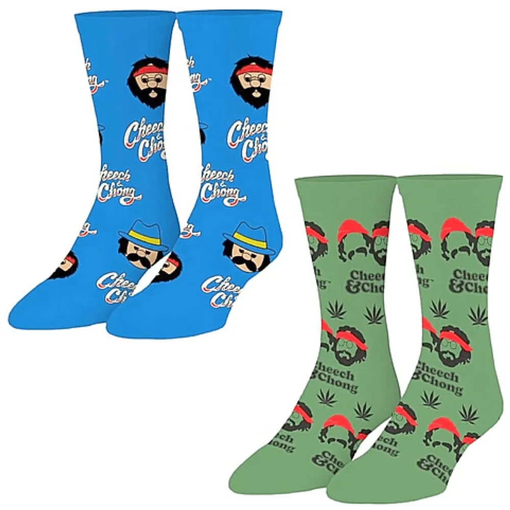 2 PAIRS UNISEX CHEECH & CHONG LICENSED CREW SOCKS