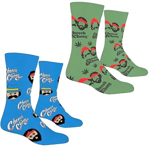 2 PAIRS UNISEX CHEECH & CHONG LICENSED CREW SOCKS