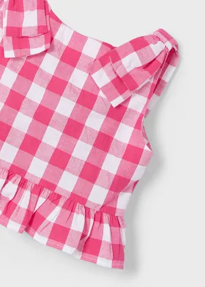 3023 Mayoral Gingham Check Peplum Top
