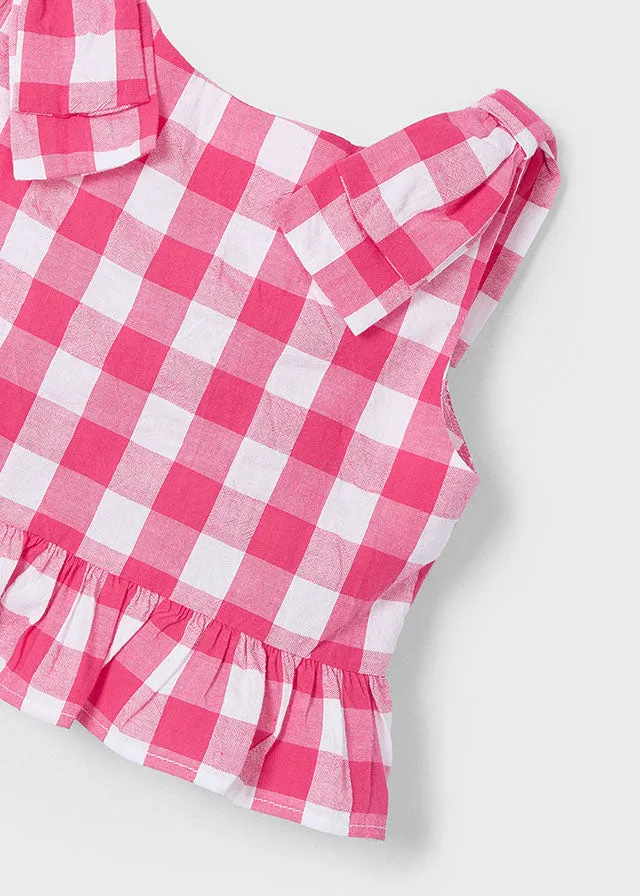 3023 Mayoral Gingham Check Peplum Top