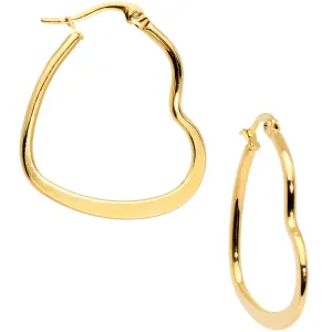 30mm Gold Tone PVD Stainless Steel Heart Hoop Earrings