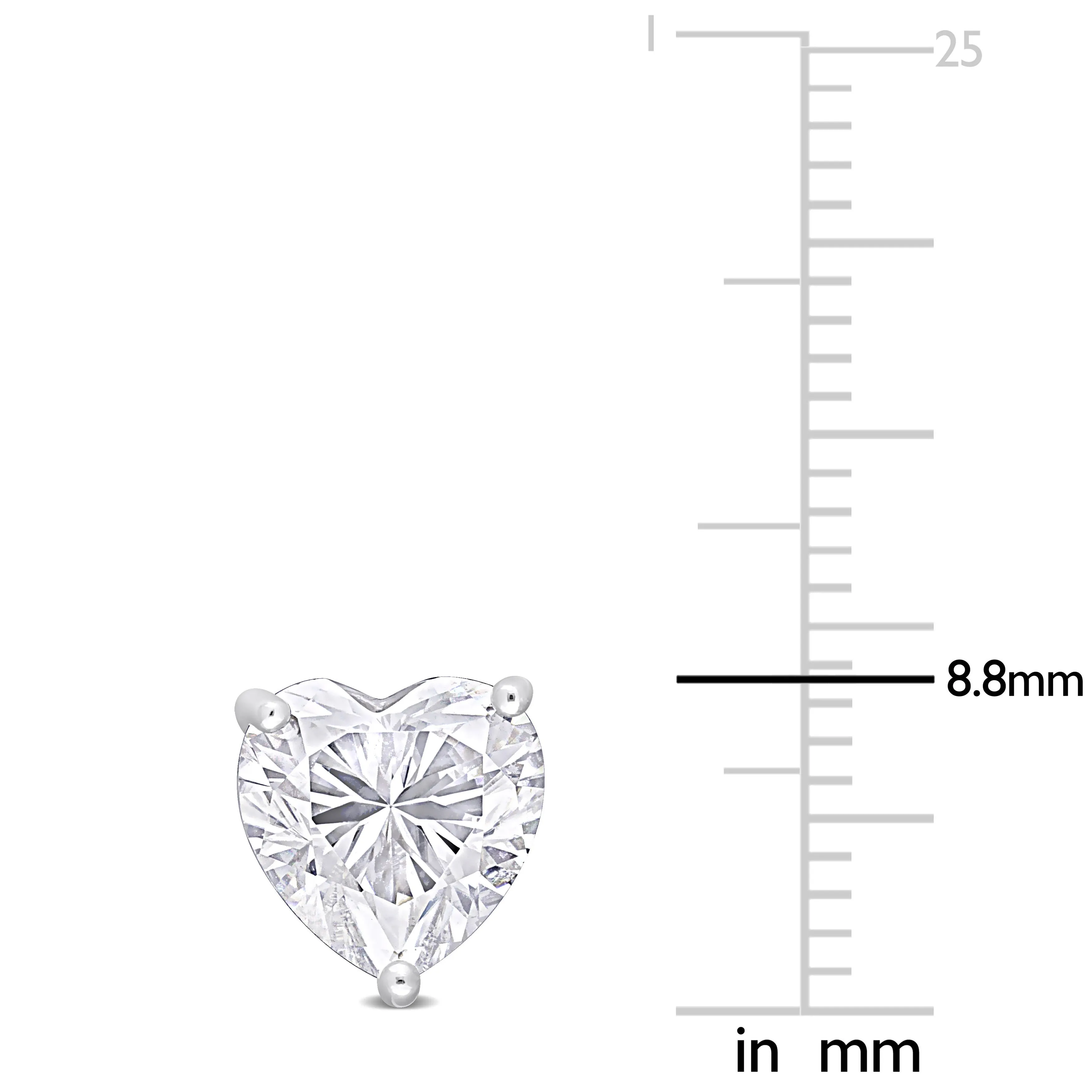 4 CT DEW Created Moissanite Heart Fashion Post Earrings Silver