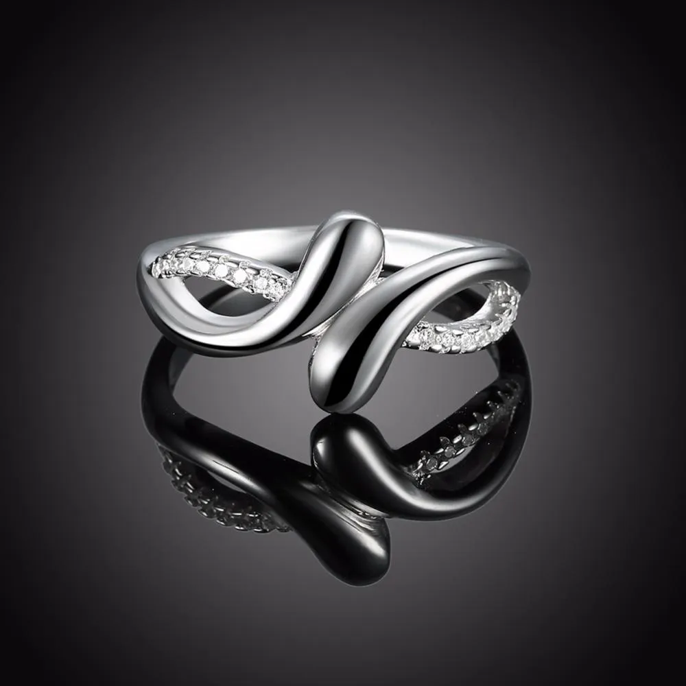 925 Sterling Silver Soft Twist Rings for Women with Cubic Zirconia Stones – Trendy Jewelry Gift