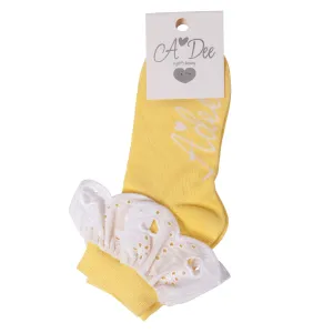 A DEE - Lenni Chic Chevron Broderie Anglaise Ankle Socks  - Lemon