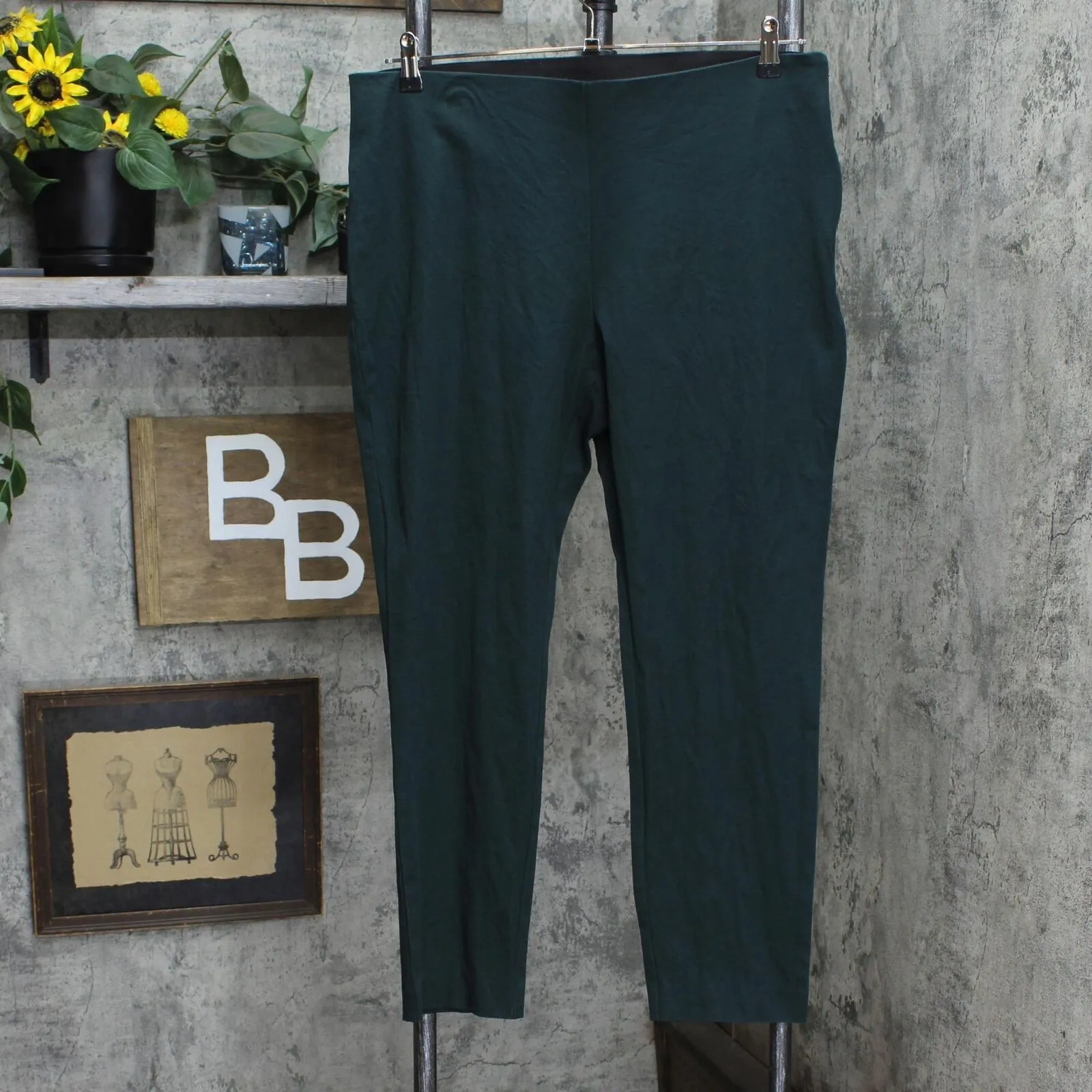 A New Day Women's Side Zip Ponte Knit High Rise Skinny Ankle Pants Dark Green 14
