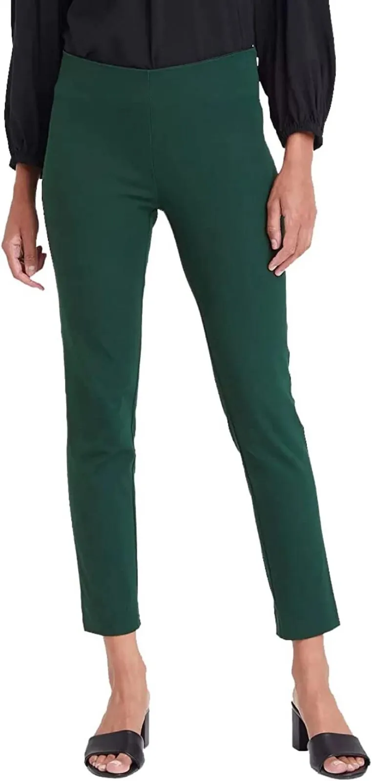 A New Day Women's Side Zip Ponte Knit High Rise Skinny Ankle Pants Dark Green 14