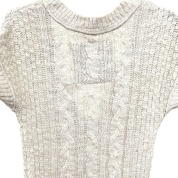 Abercrombie Cable Knit V-Neck Tunic Sweater Y2K Cream Small Logo 2000s Preppy S