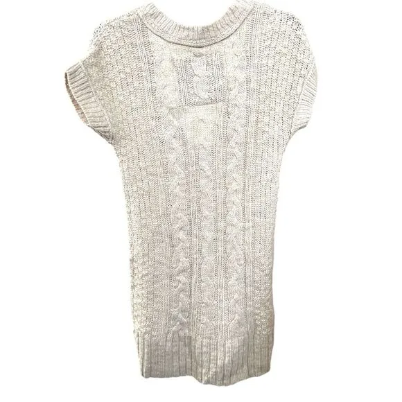 Abercrombie Cable Knit V-Neck Tunic Sweater Y2K Cream Small Logo 2000s Preppy S
