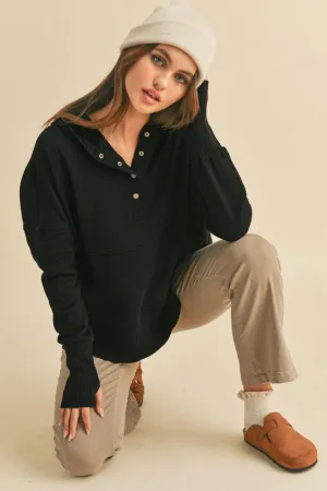 Aemi Co Half Snap Dropped Shoulder Hoodie