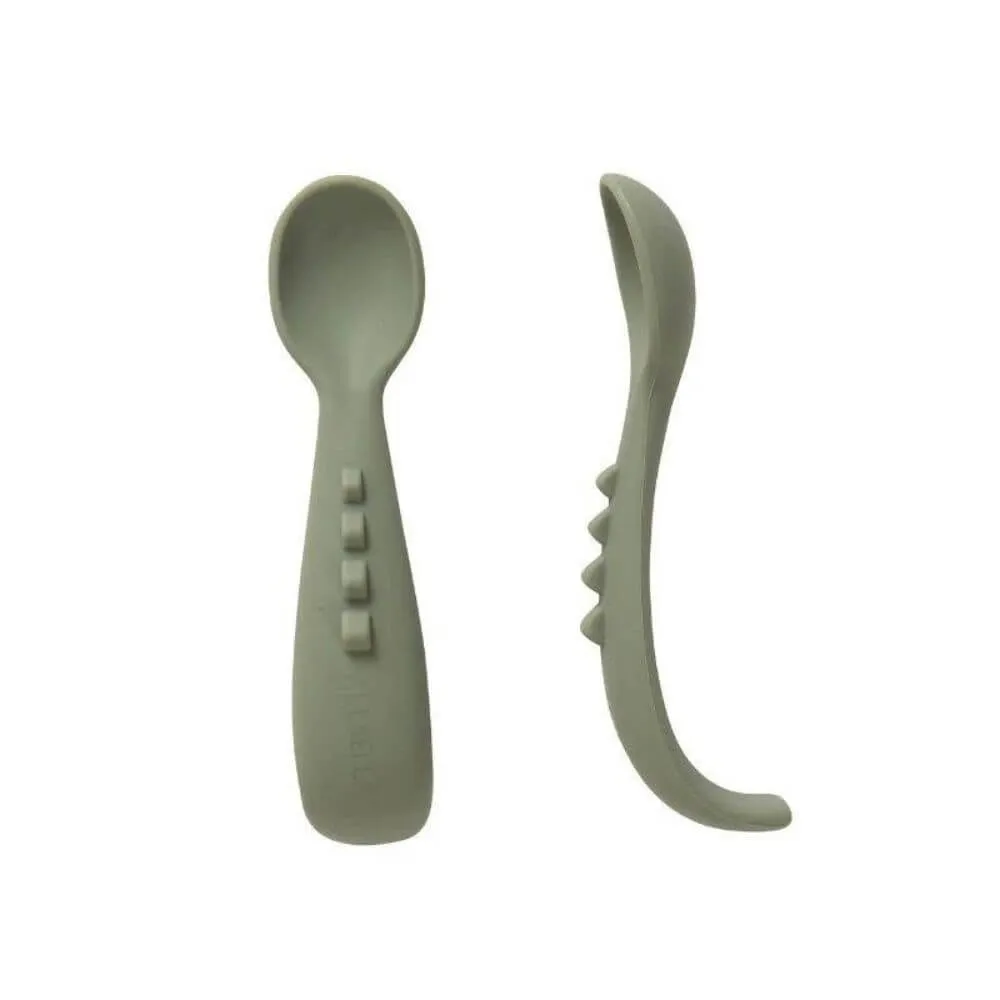 All4Ella Comfy Grip Silicone Spoons, Olive