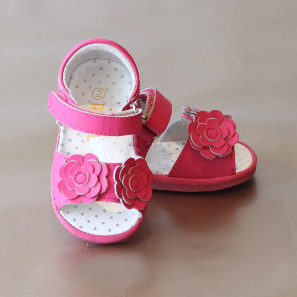 Angel Baby Girls Double Flower Applique Sandal