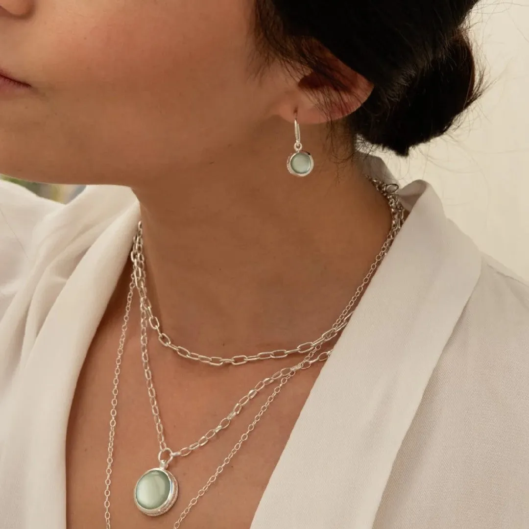 Anna Beck Green Quartz Drop Silver Earrings