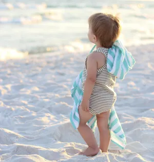 Aqua Striped Muslin Blanket