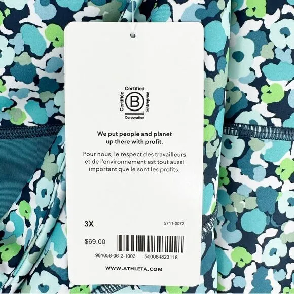 ATHLETA ACE Tennis Skort Volley Floral Gulf Green Size 3X NWT