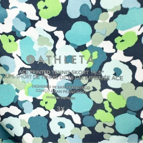 ATHLETA ACE Tennis Skort Volley Floral Gulf Green Size 3X NWT