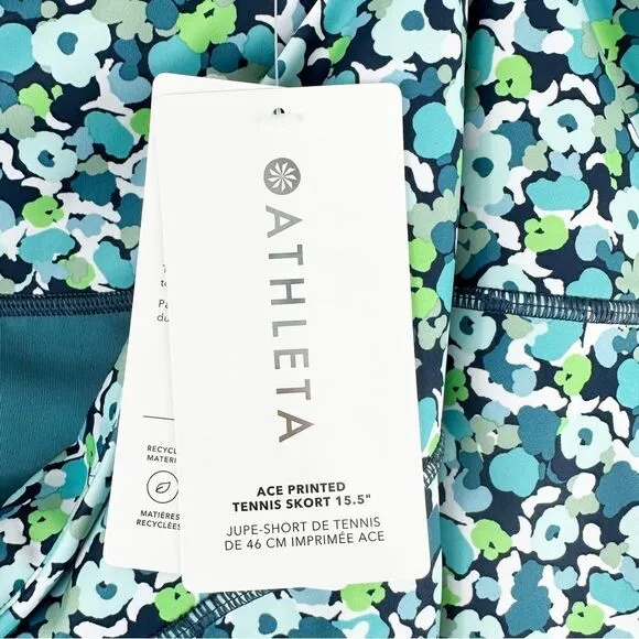 ATHLETA ACE Tennis Skort Volley Floral Gulf Green Size 3X NWT