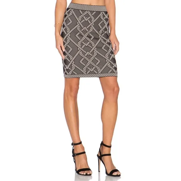 BCBGMAXAZRIA Pavel Skirt Jacquard Stretch Knit Pencil Skirt Small