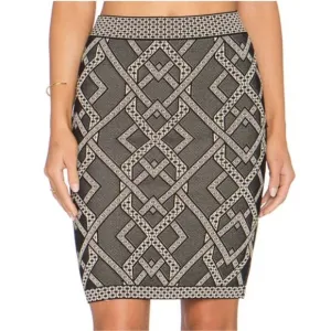 BCBGMAXAZRIA Pavel Skirt Jacquard Stretch Knit Pencil Skirt Small
