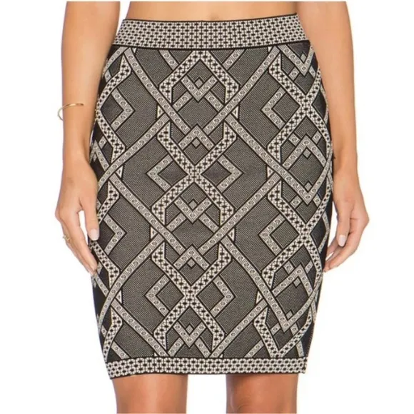 BCBGMAXAZRIA Pavel Skirt Jacquard Stretch Knit Pencil Skirt Small