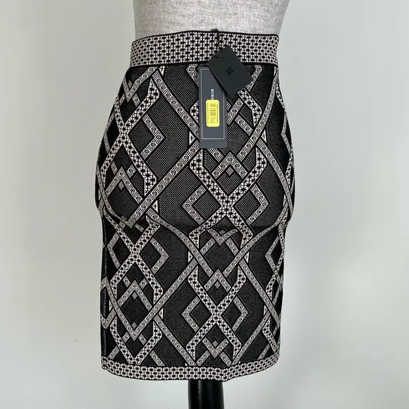 BCBGMAXAZRIA Pavel Skirt Jacquard Stretch Knit Pencil Skirt Small