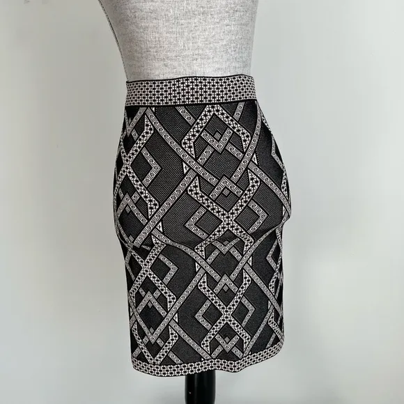 BCBGMAXAZRIA Pavel Skirt Jacquard Stretch Knit Pencil Skirt Small