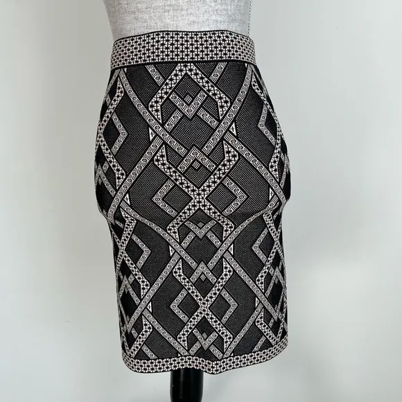 BCBGMAXAZRIA Pavel Skirt Jacquard Stretch Knit Pencil Skirt Small