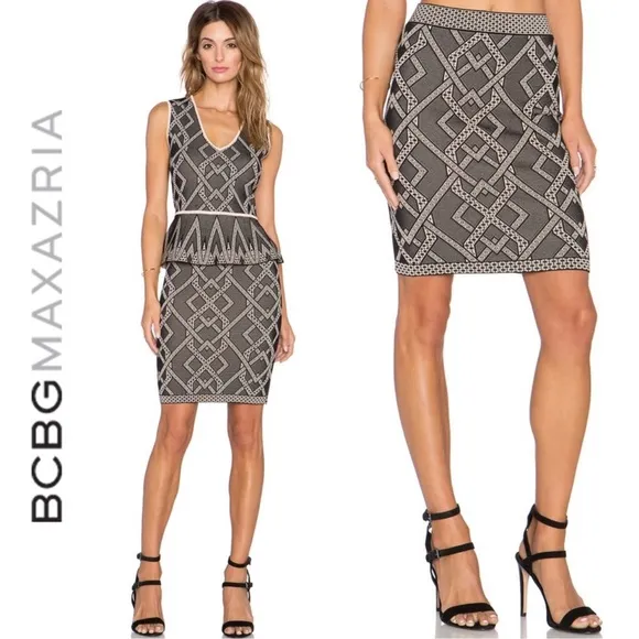 BCBGMAXAZRIA Pavel Skirt Jacquard Stretch Knit Pencil Skirt Small