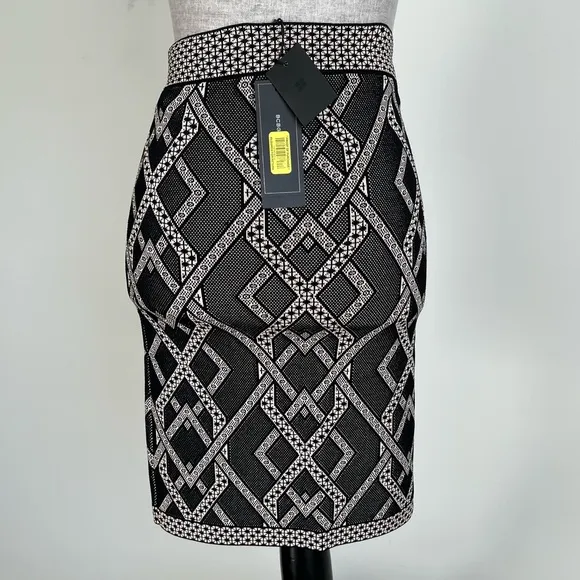 BCBGMAXAZRIA Pavel Skirt Jacquard Stretch Knit Pencil Skirt Small