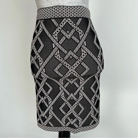 BCBGMAXAZRIA Pavel Skirt Jacquard Stretch Knit Pencil Skirt Small