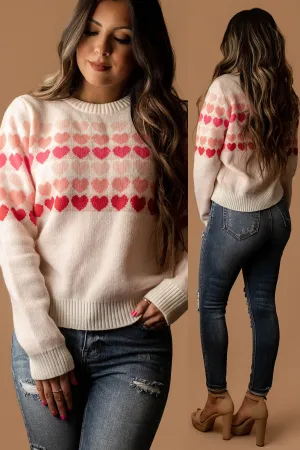Be Mine Multi-Color Heart Sweater (Blush) | FINAL SALE