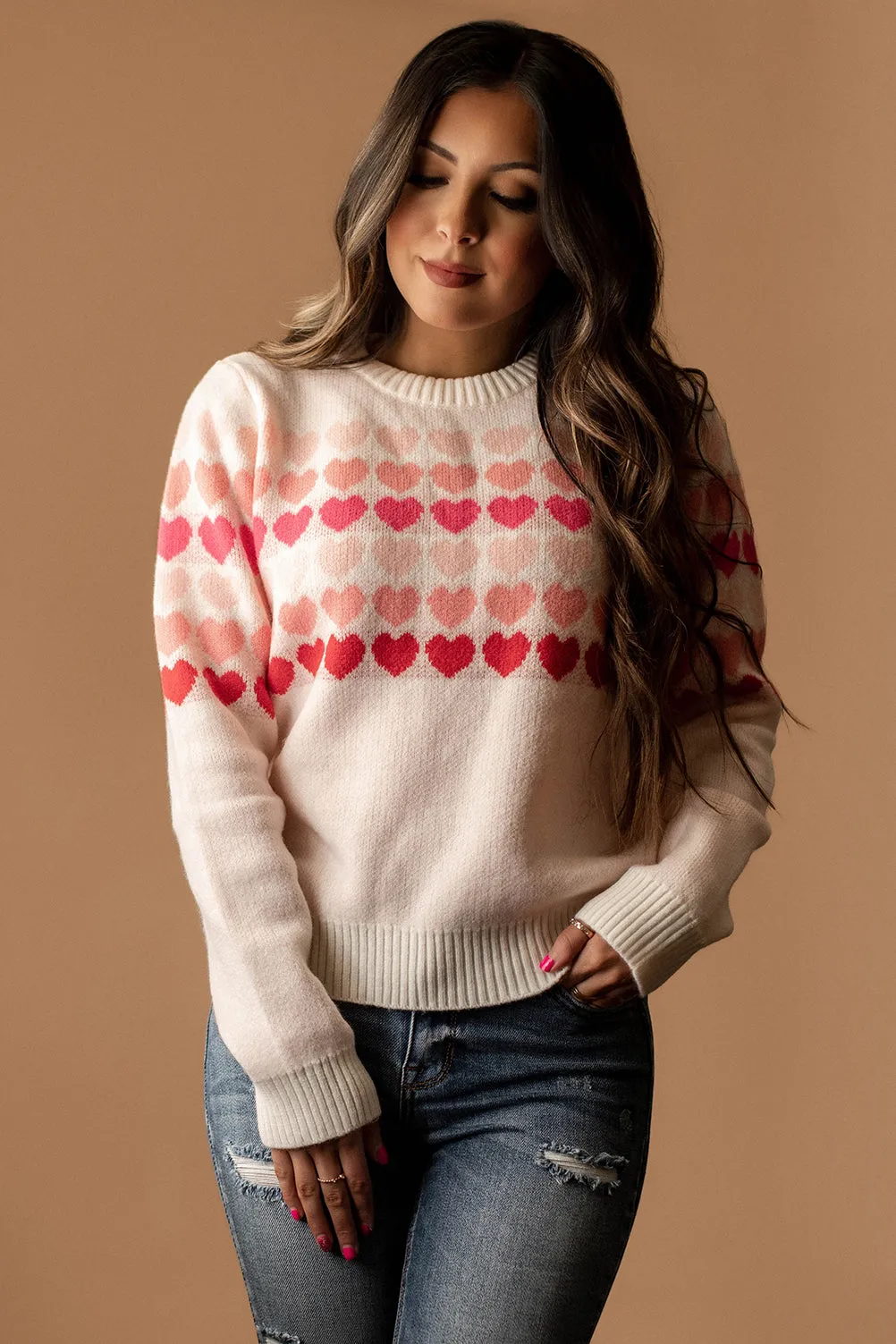 Be Mine Multi-Color Heart Sweater (Blush) | FINAL SALE