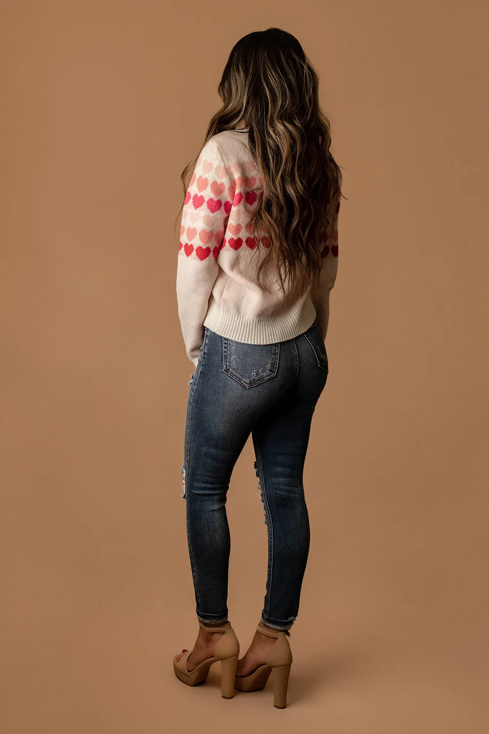 Be Mine Multi-Color Heart Sweater (Blush) | FINAL SALE