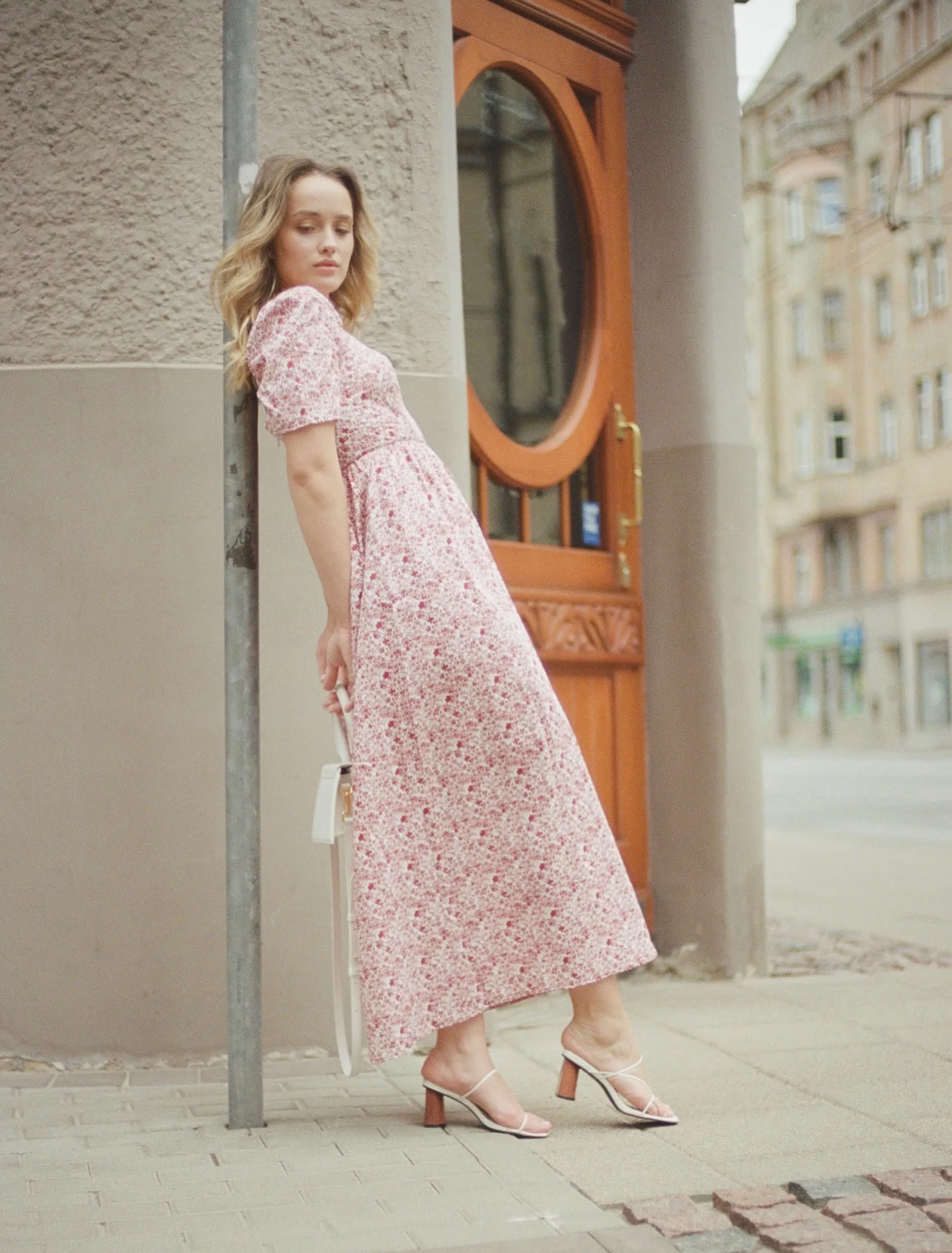 Beatrice Maxi Dress with Sweetheart Neckline / Pink   Milkly White Liberty Floral Cotton
