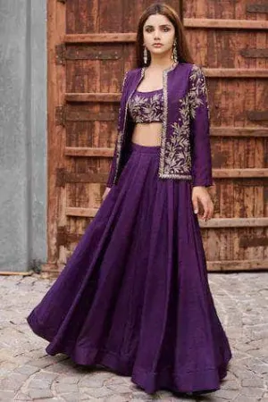 Beautiful Purple Indo-western Georgette Gown