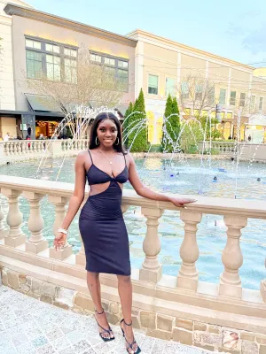 Bellagio Ribbed Side Cut Dress | Black