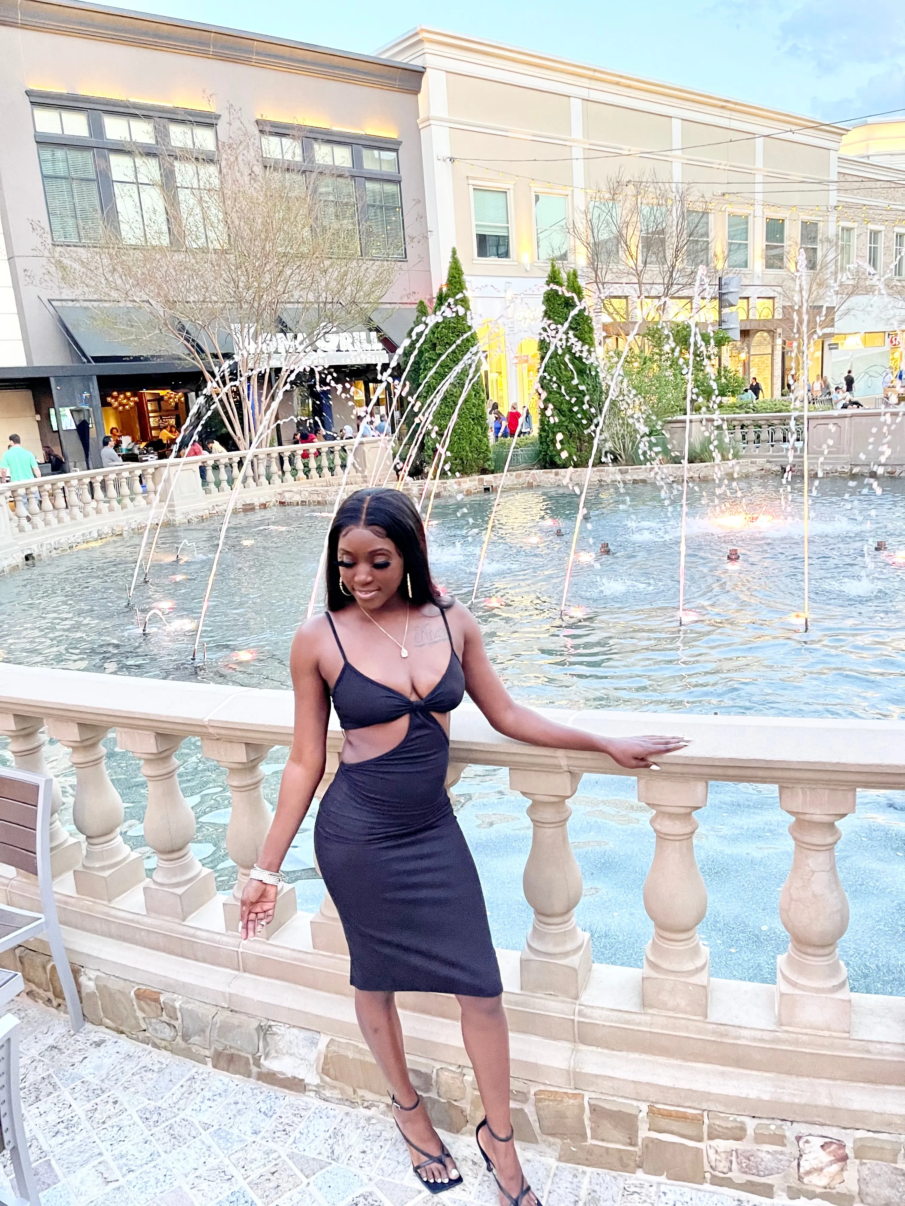 Bellagio Ribbed Side Cut Dress | Black
